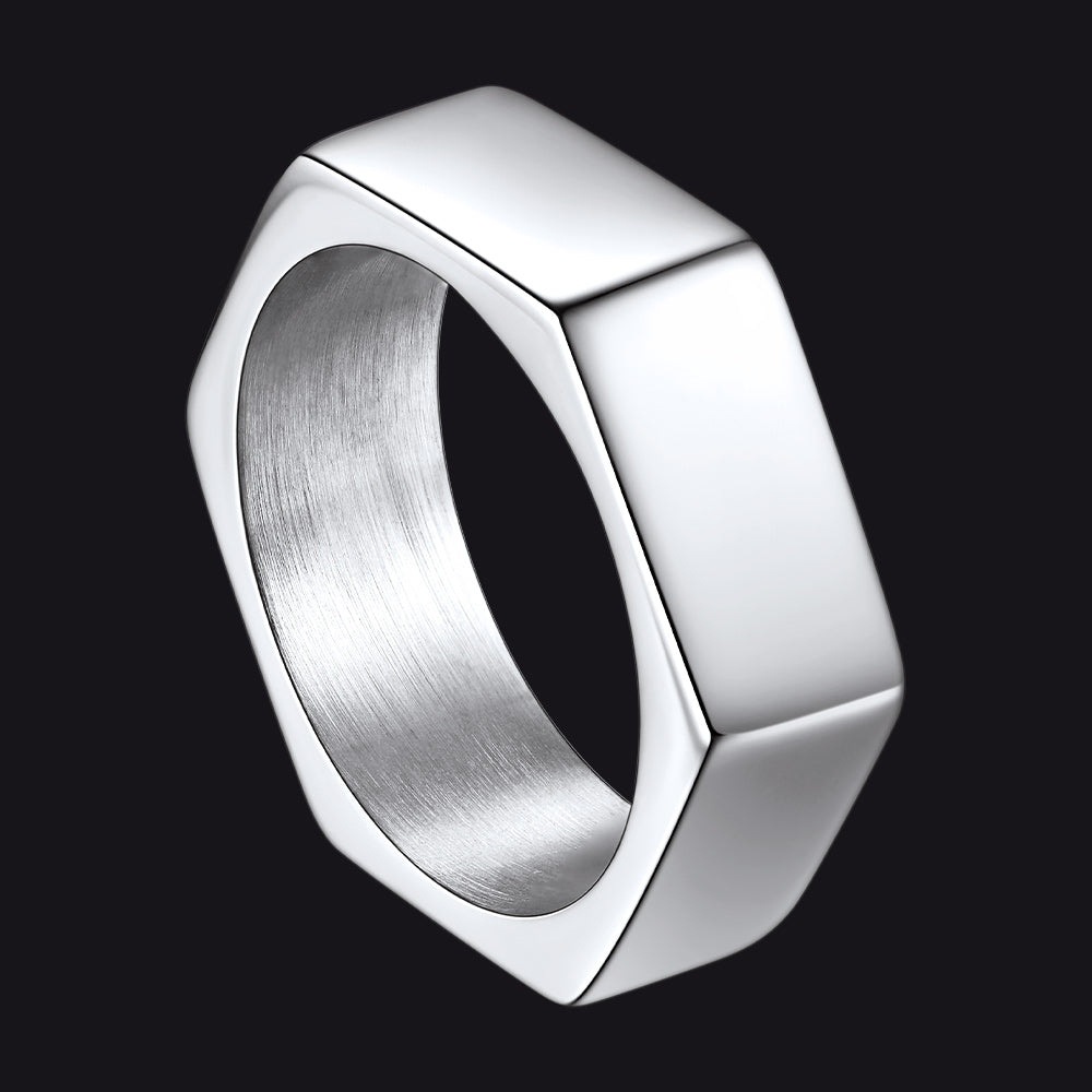 Custom 7mm Minimalist Geometric Band Ring for Men Women