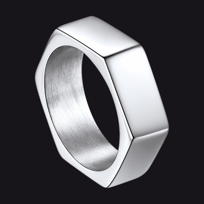 Custom 7mm Minimalist Geometric Band Ring for Men Women
