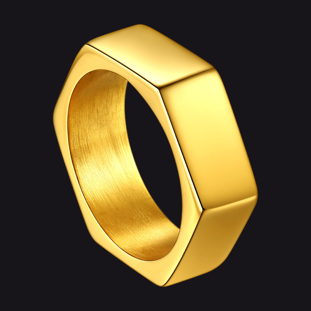 Custom 7mm Minimalist Geometric Band Ring for Men Women