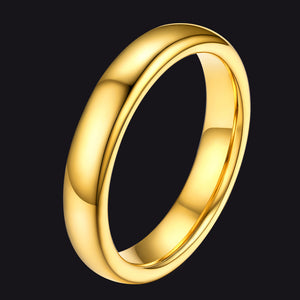 Polished gold tungsten carbide band ring, classic unisex design