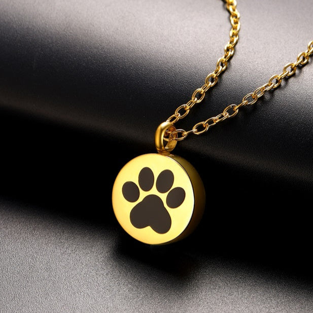 Gold Customized Pet Footprints Urn Necklace for Ashes Memorial Gift