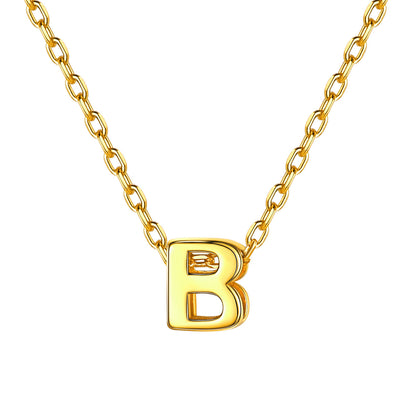 Gold Plated Initial B Necklace for Women