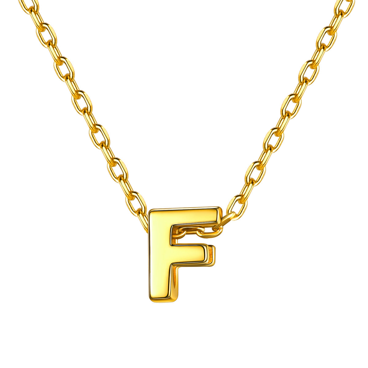 Gold Plated Initial F Necklace for Women