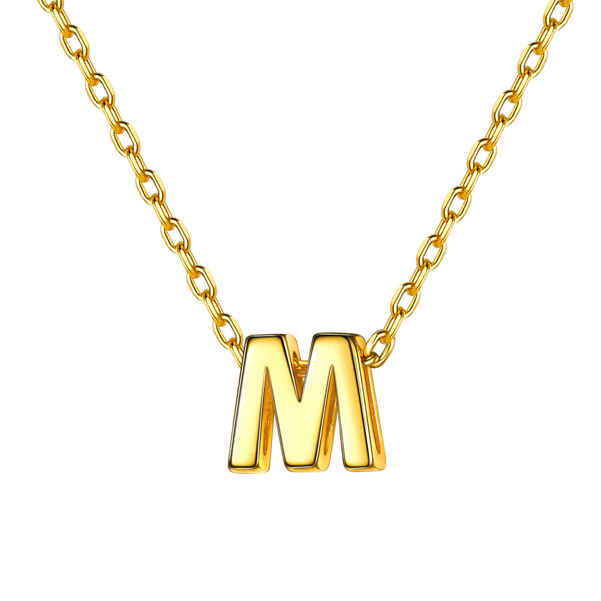 Gold Plated Initial M Necklace for Women