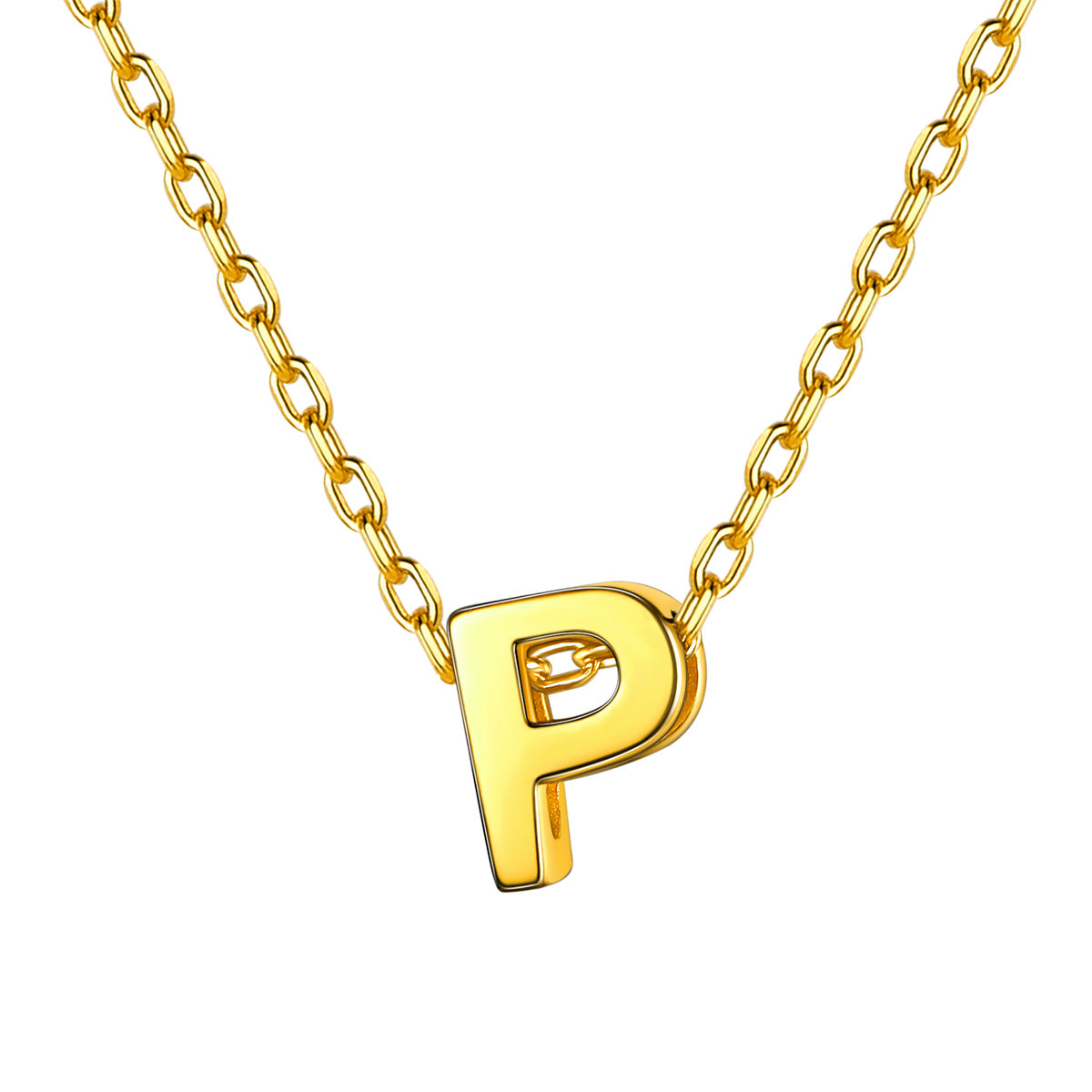 Gold Plated Initial P Necklace for Women