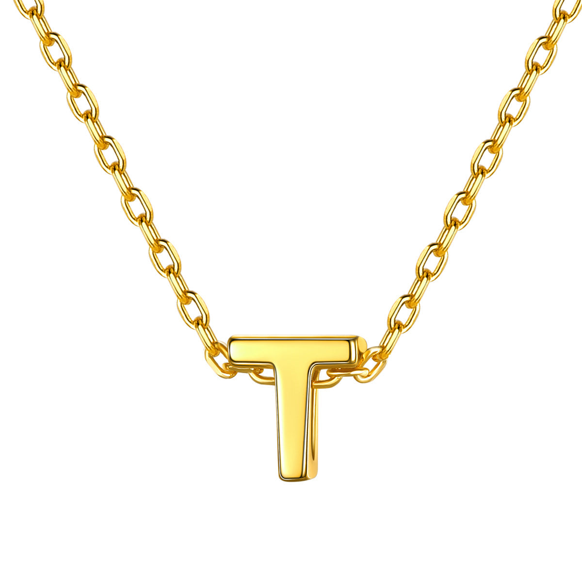 Gold Plated Initial T Necklace for Women
