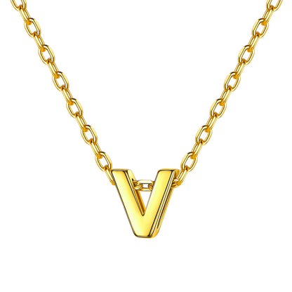Gold Plated Initial V Necklace for Women