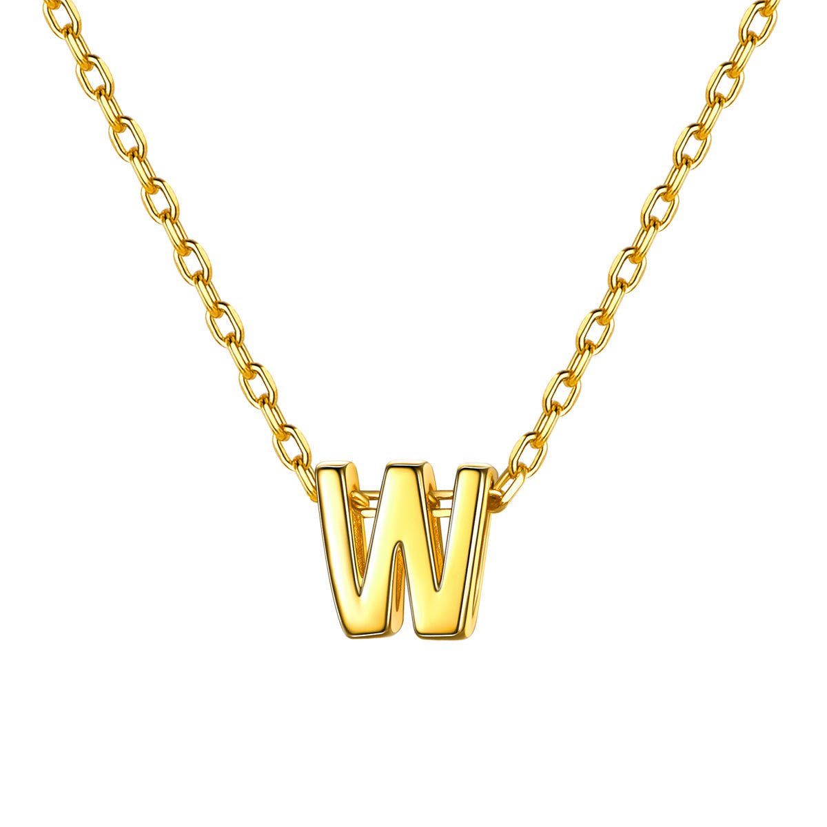 Gold Plated Initial W Necklace for Women