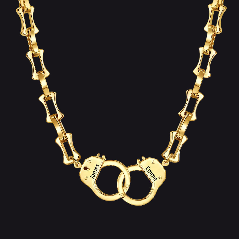 Custom Engraved Handcuffs Chain Necklace