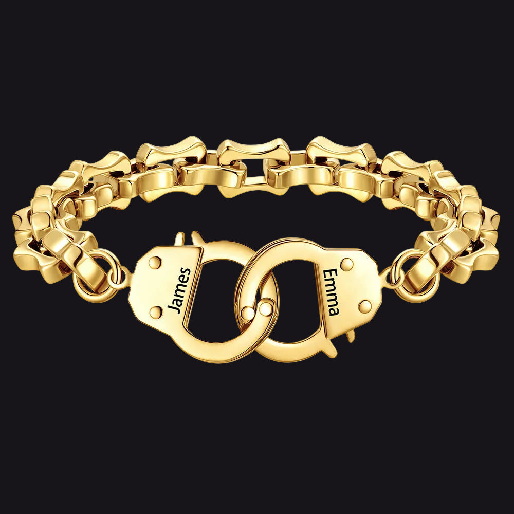 Custom Bamboo Link Handcuffs Bracelet for Men