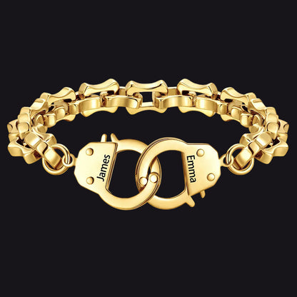 Custom Bamboo Link Handcuffs Bracelet for Men