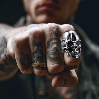 FaithHeart Gothic Biker Skull Ring For Men FaithHeart