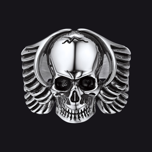 Faithheart Gothic Cool Wings Skull Rings for Menimg