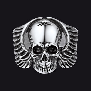 Faithheart Gothic Cool Wings Skull Rings for Men