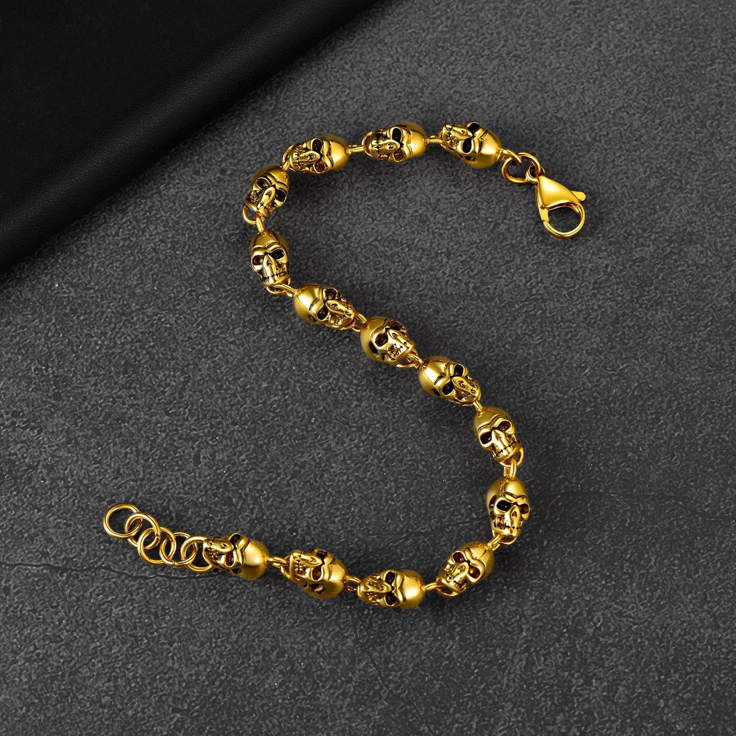 Gothic Linked Chain Skull Bracelet for Men