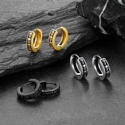 Gothic Skull Huggie Hoop Earrings For Men Women