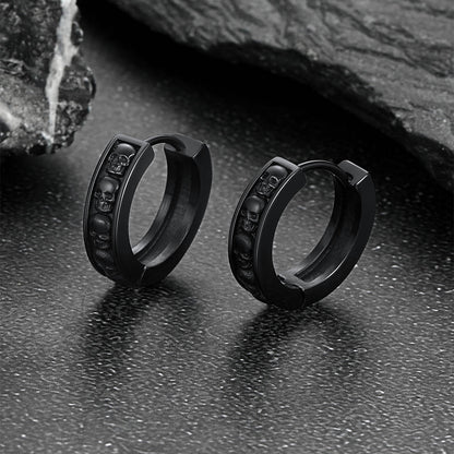 Gothic Skull Huggie Hoop Earrings For Men Women