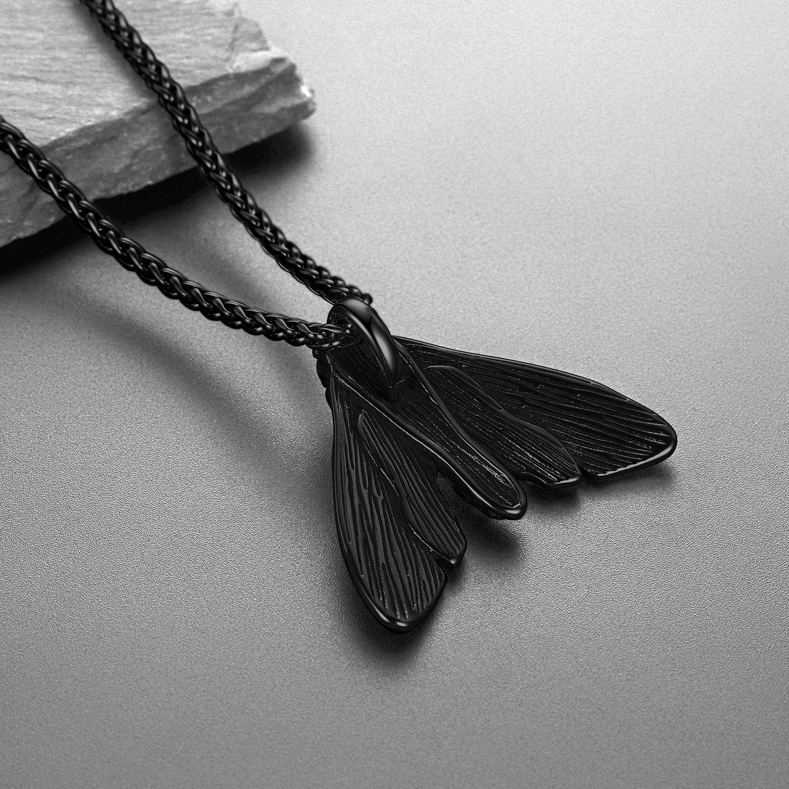 Cool Gothic Skull Moth Necklace for Men Boys