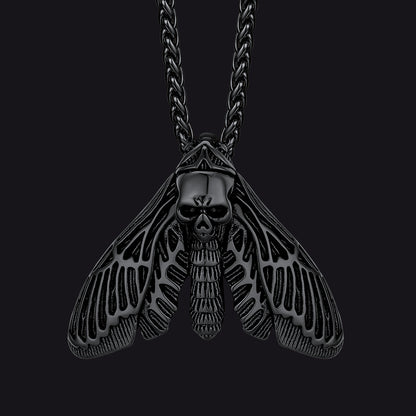 Cool Gothic Skull Moth Necklace for Men Boys