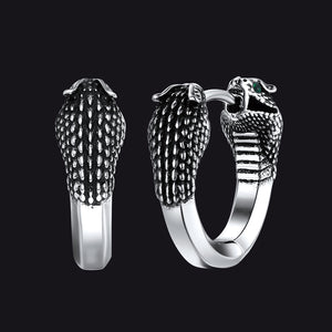 Silver Gothic Animal Snake Hoop Earrings for Men 13mm Size
