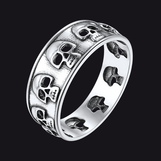 Gothic Skull Ring Sterling silver Band Ring for Menimg