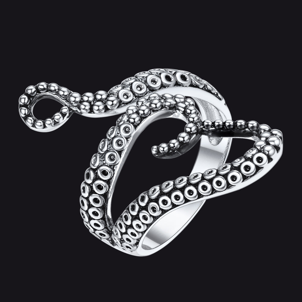 Gothic Punk Animal Octopus Adjustable Open Ring for Men