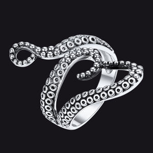 Gothic Punk Animal Octopus Adjustable Open Ring for Men