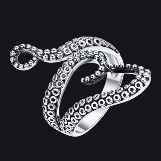 Gothic Punk Animal Octopus Adjustable Open Ring for Men
