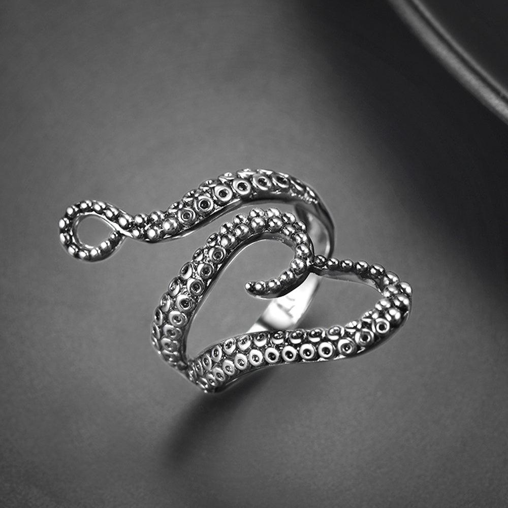 Gothic Punk Animal Octopus Adjustable Open Ring for Men