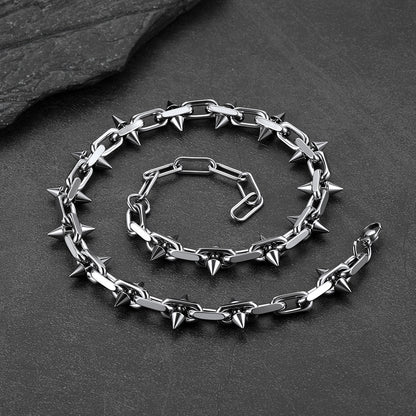Gothic punk thorn cone spike heavy chain necklace for men