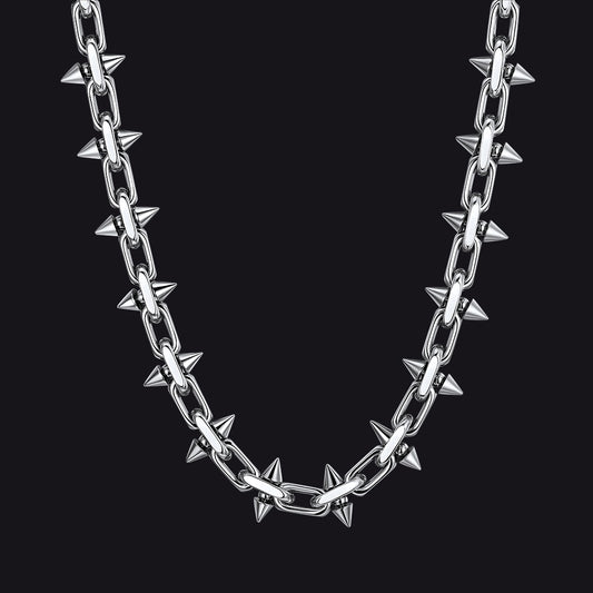 Gothic punk thorn cone spike heavy chain necklace for menimg