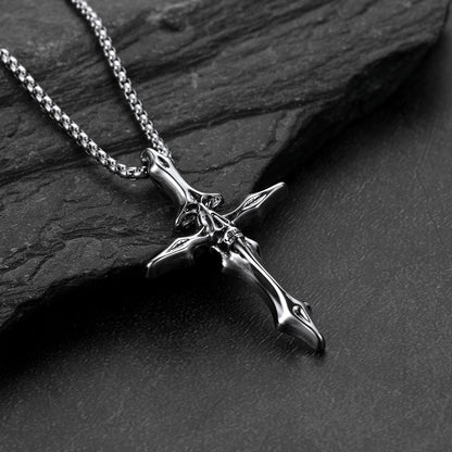 Gothic Skull Crucifix Cross Pendant Necklace for Men