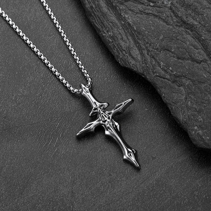 Gothic Skull Crucifix Cross Pendant Necklace for Men