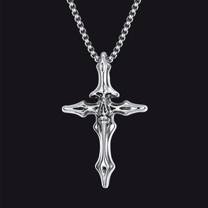 Gothic Skull Crucifix Cross Pendant Necklace for Men