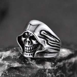 Gothic Grim Reaper Skull Ring for Men in Stainless Steel