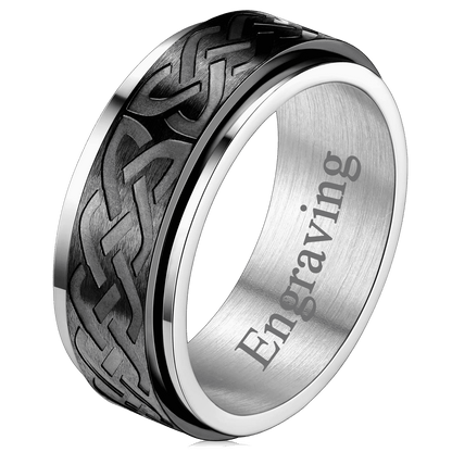 FaithHeart Celtic Knot Spinner Ring Anxiety Rotatable Ring For Men FaithHeart