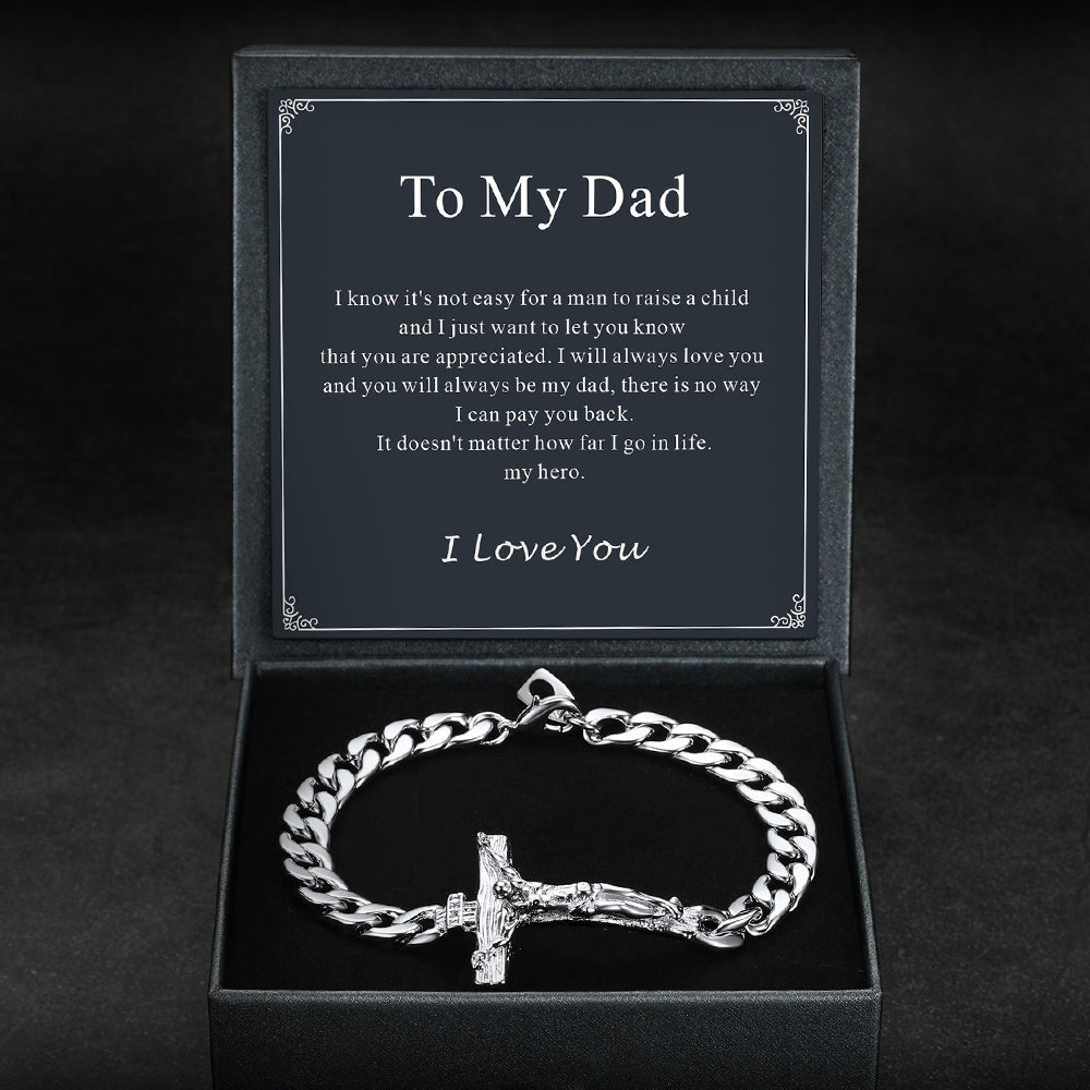 Silver Religious Bracelet Gift for Dad