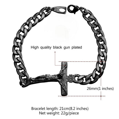 Christian Cross Cuban Chain Link Bracelet for Men Women