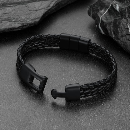 Braided Leather Bracelets with Engraved Names for Men and Women