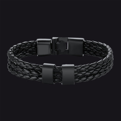 Braided Leather Bracelets with Engraved Names for Men and Women