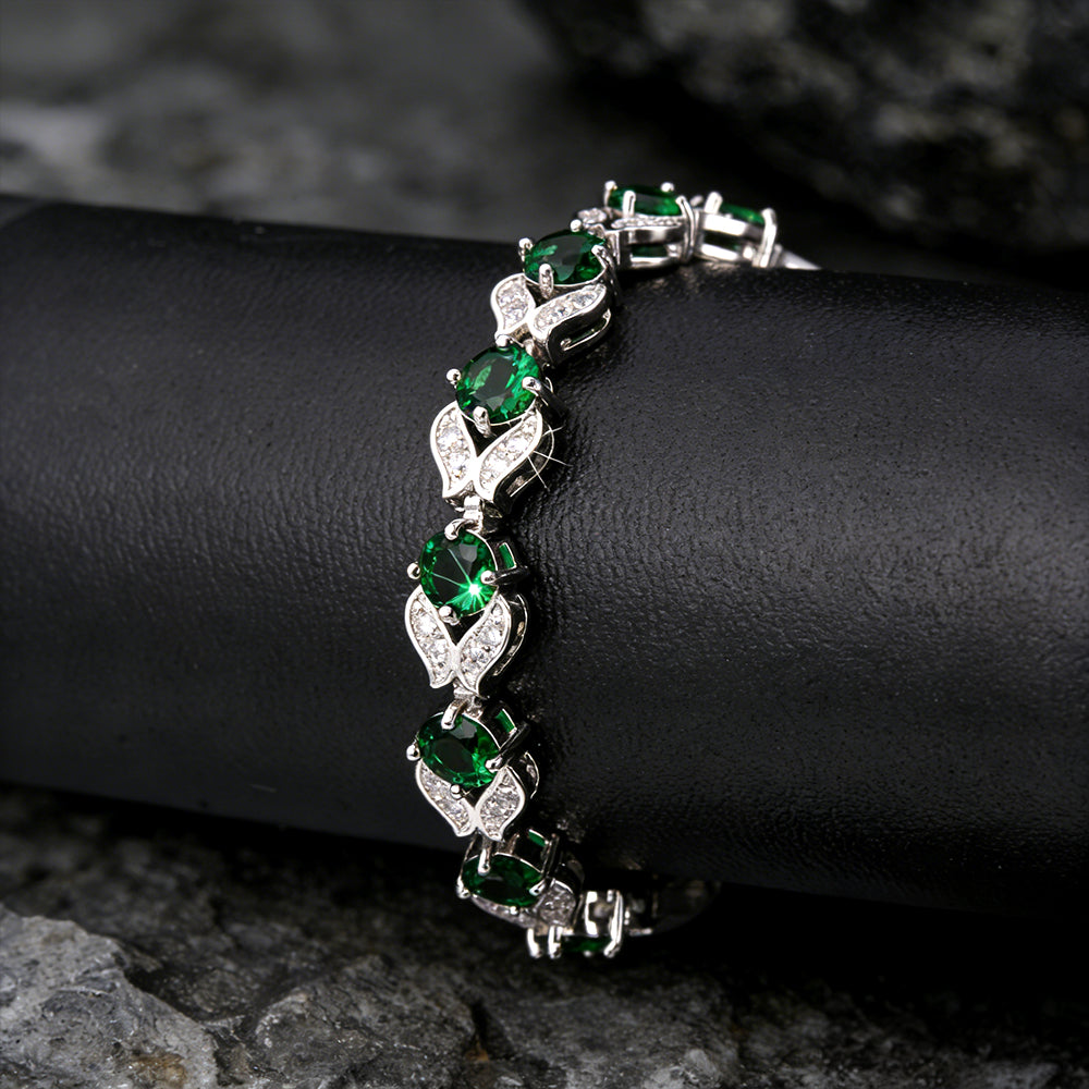 9mm Diamond Cut Simulated Gem Crystal Chain Bracelet