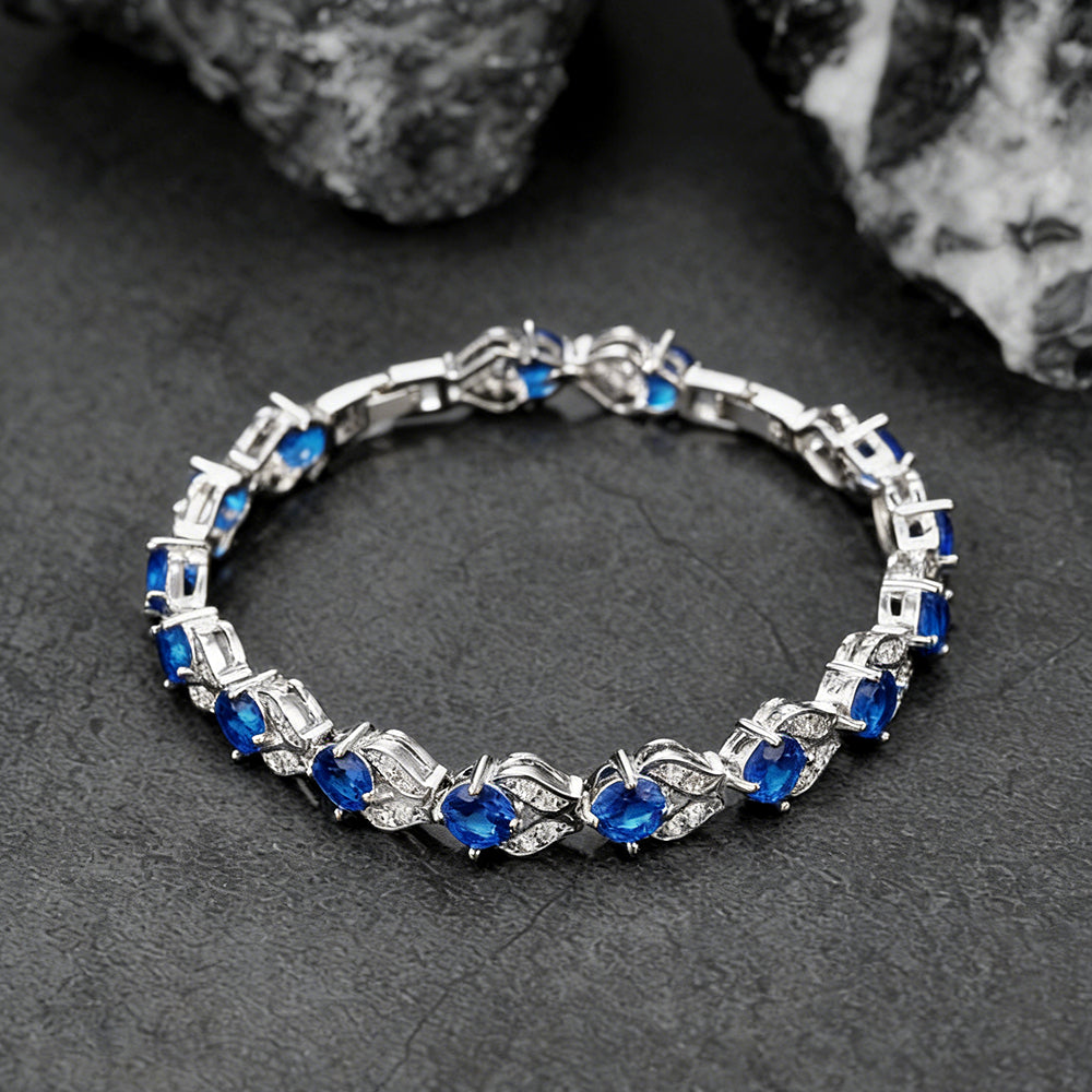 9mm Diamond Cut Simulated Gem Crystal Chain Bracelet