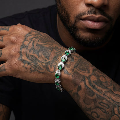 9mm Diamond Cut Simulated Gem Crystal Chain Bracelet