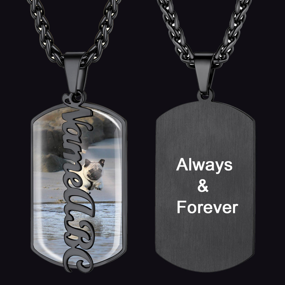 FaithHeart Military Dog Tags With Picture Name Custom Memorial Necklace FaithHeart