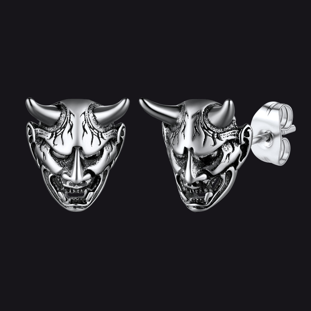 Halloween Hannya Mask Devil Horn Earrings For Men