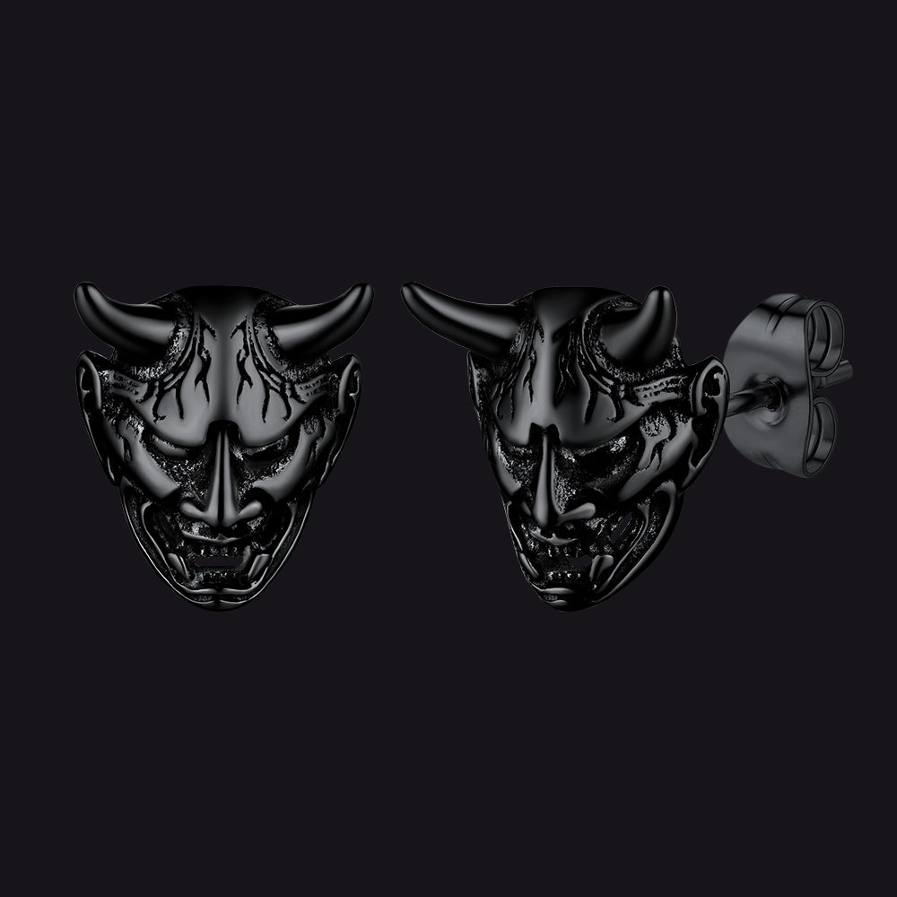 Halloween Hannya Mask Devil Horn Earrings For Men