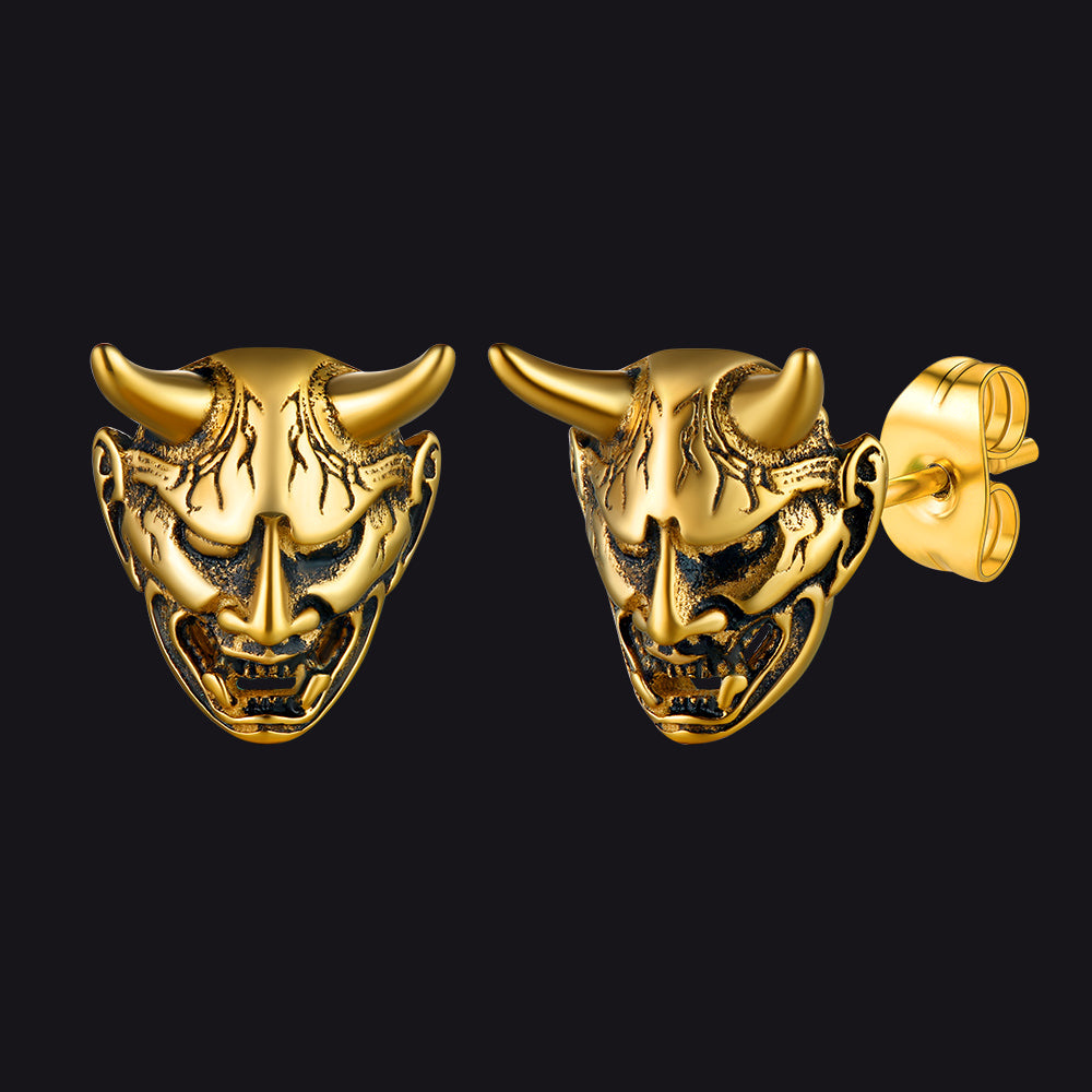 Halloween Hannya Mask Devil Horn Earrings For Men