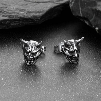 Halloween Hannya Mask Devil Horn Earrings For Men