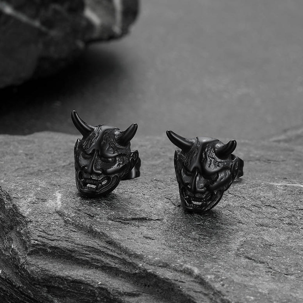 Halloween Hannya Mask Devil Horn Earrings For Men