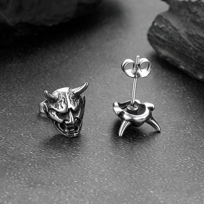 Halloween Hannya Mask Devil Horn Earrings For Men